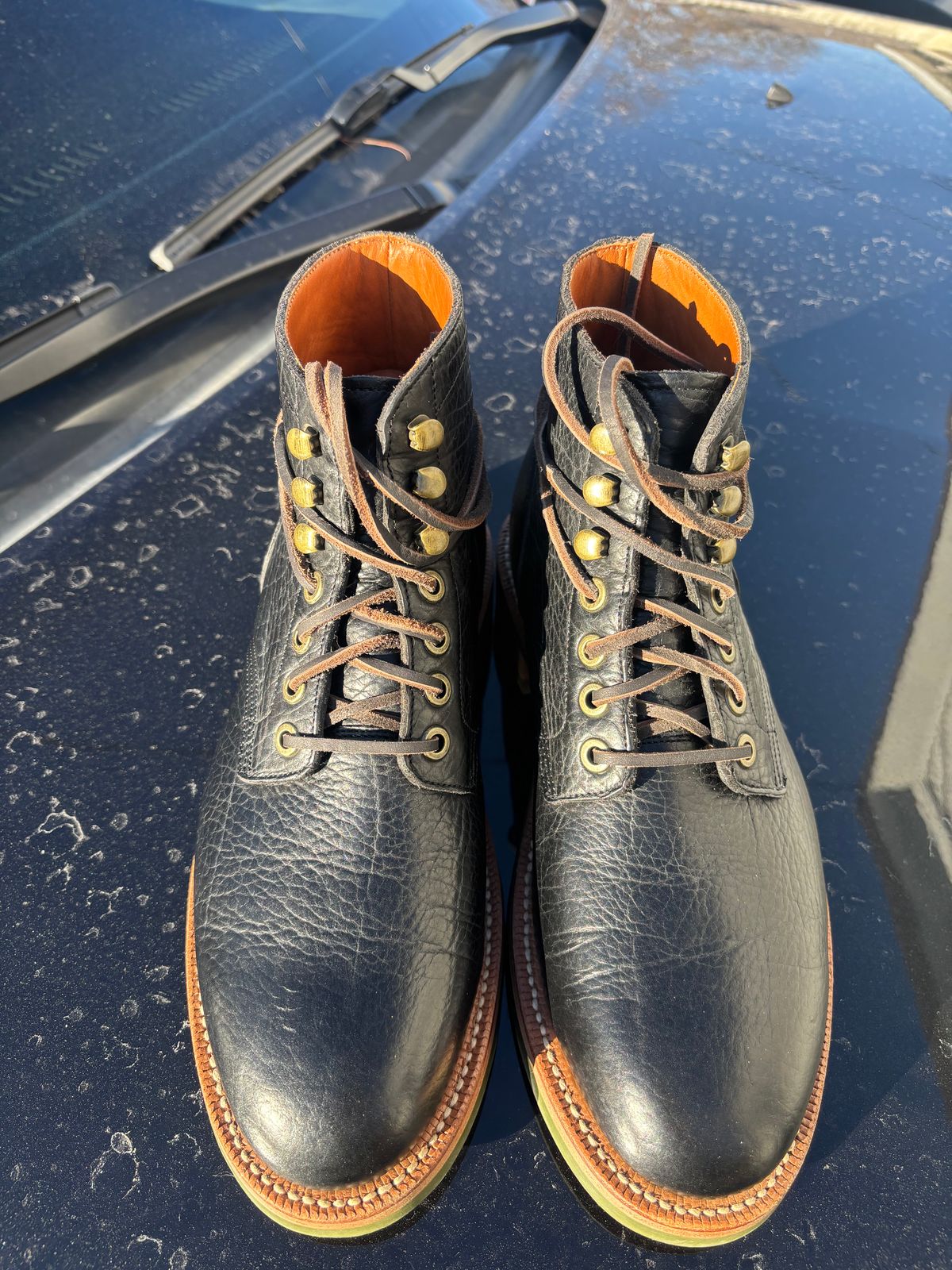 Photo by ZFitzGolf on December 21, 2025 of the Grant Stone Diesel Boot in Seidel Black Bison.