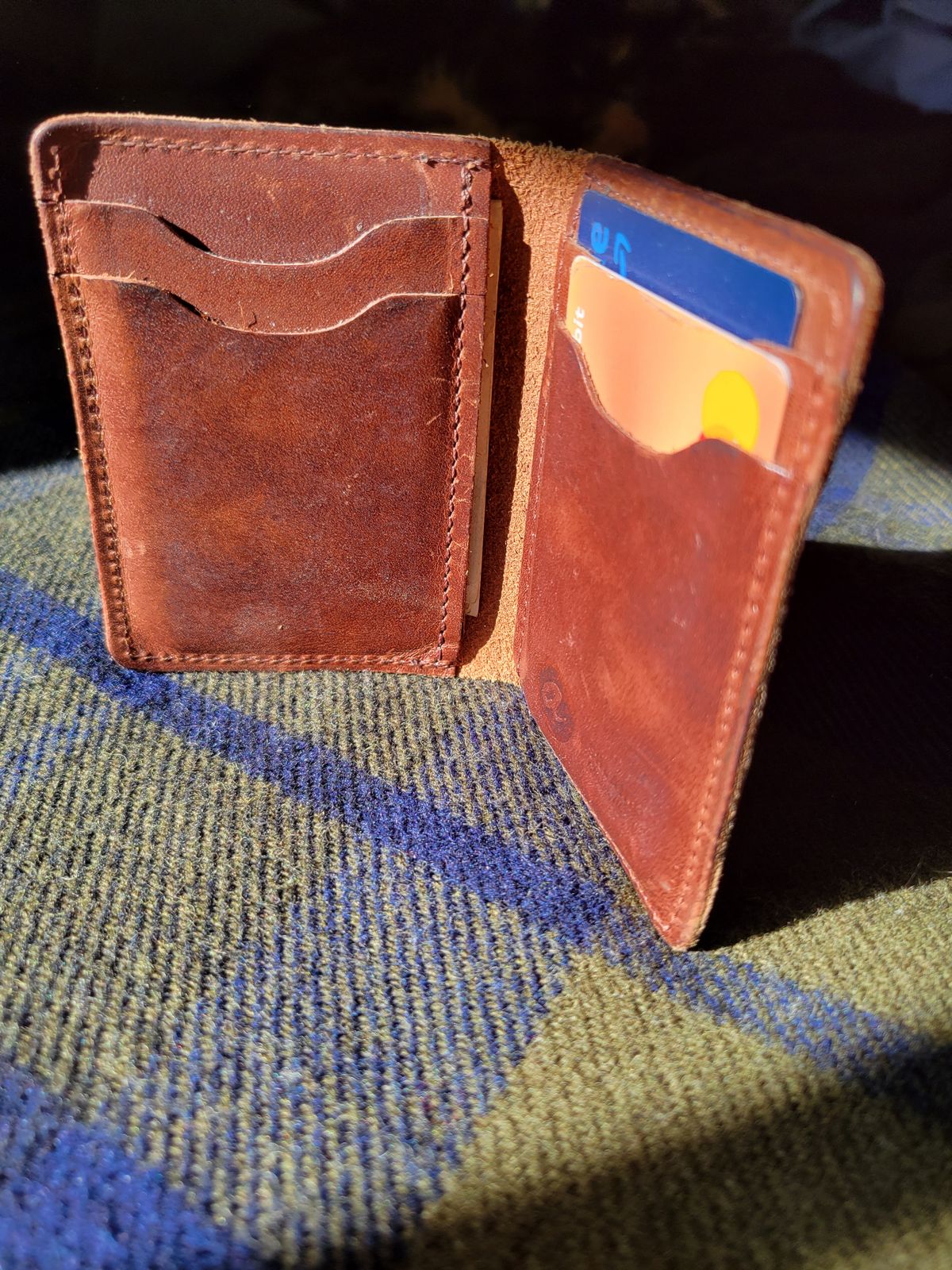 Photo by Cecilk on February 1, 2026 of the Ashland Leather Vertical Bugs Moran Wallet in Horween Brown Veg Tanned.