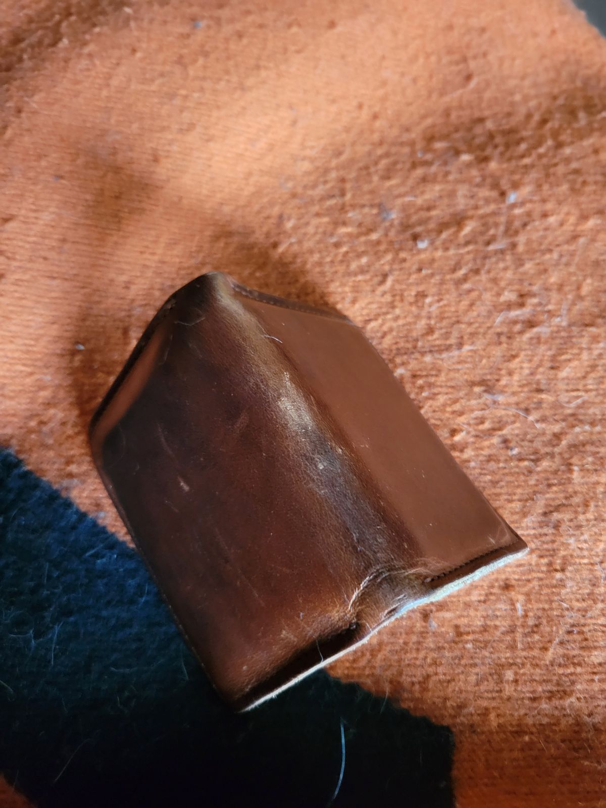 Photo by Cecilk on March 1, 2026 of the Ashland Leather Vertical Bugs Moran Wallet in Horween Brown Veg Tanned.