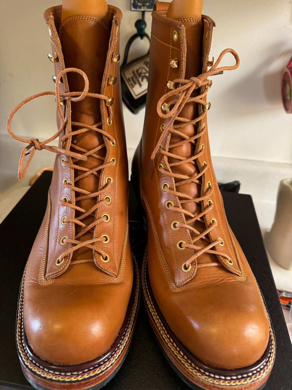 Photo by SlurryB on October 7, 2024 of the Fortis Boots Goldrush in Badalassi Carlo Cognac Minerva.