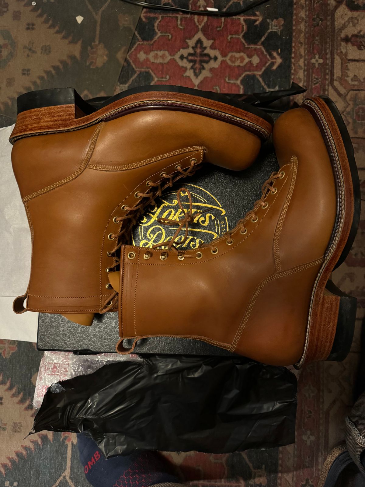 Photo by SlurryB on October 7, 2024 of the Fortis Boots Goldrush in Badalassi Carlo Cognac Minerva.