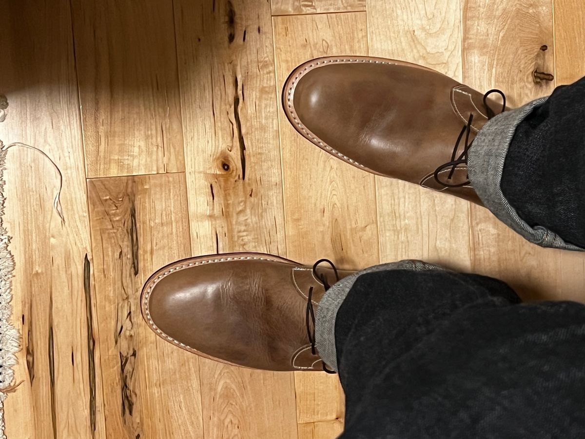 Photo by congressmancuff on November 12, 2022 of the White's Kinney Chukka in Horween Natural Chromexcel.