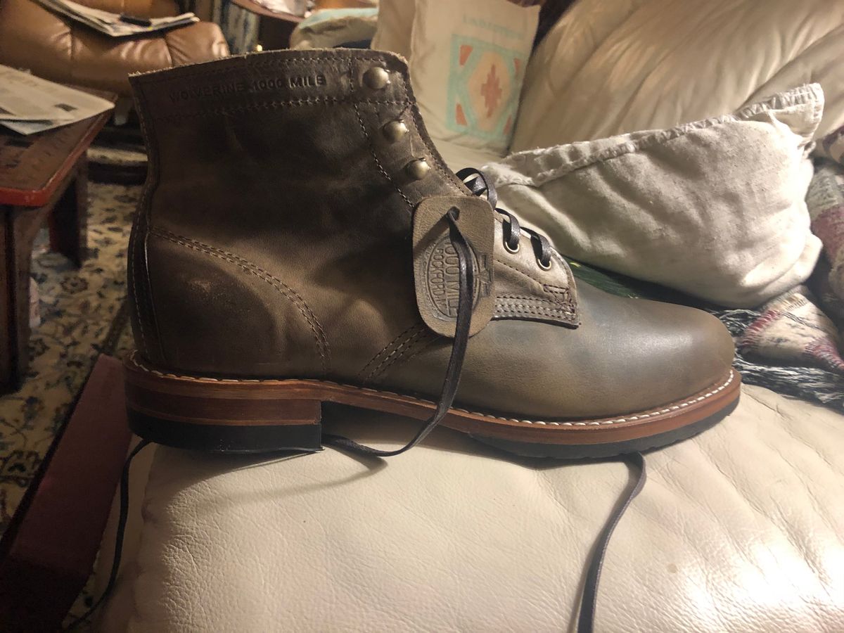 Photo by congressmancuff on December 4, 2018 of the Wolverine 1000 Mile Evans Boot in Horween Stone Chromexcel.