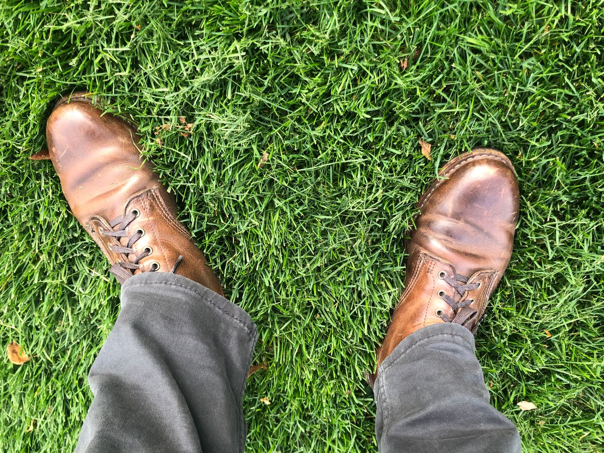 Photo by congressmancuff on October 6, 2019 of the Wolverine 1000 Mile Evans Boot in Horween Stone Chromexcel.
