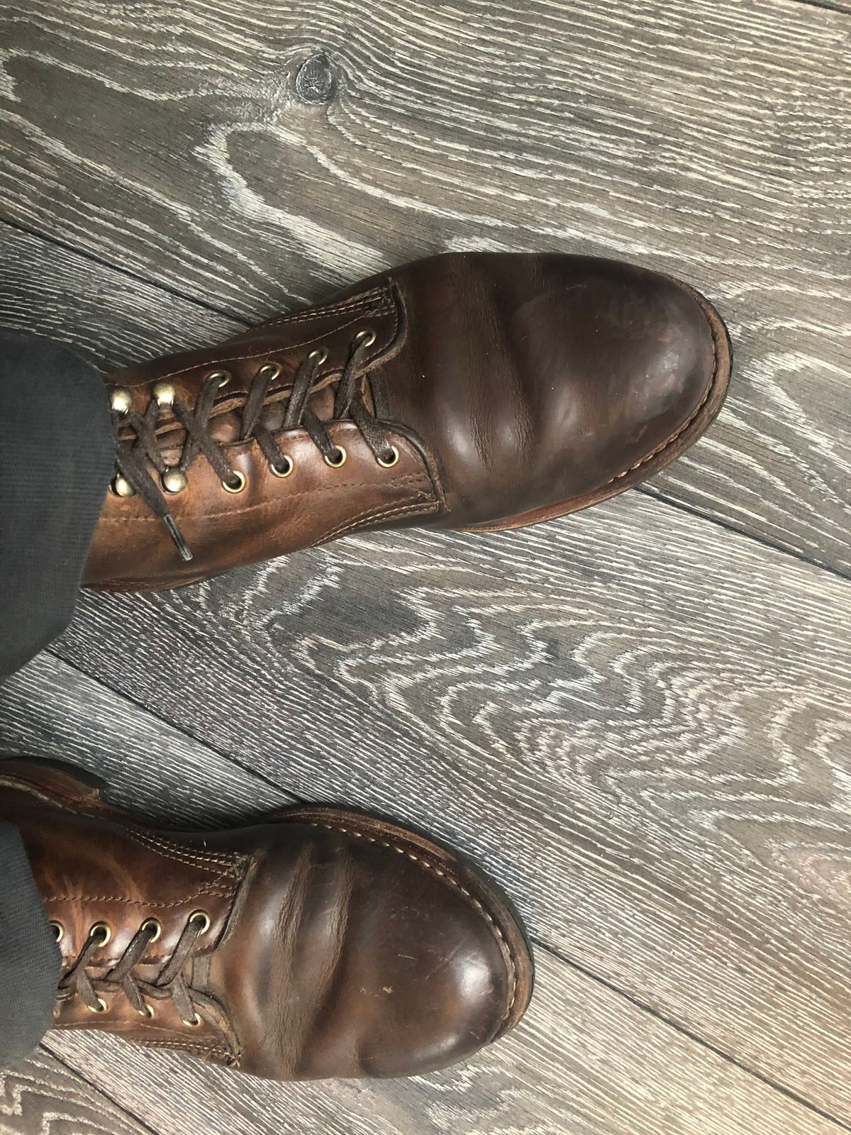 Photo by congressmancuff on September 23, 2020 of the Wolverine 1000 Mile Evans Boot in Horween Stone Chromexcel.