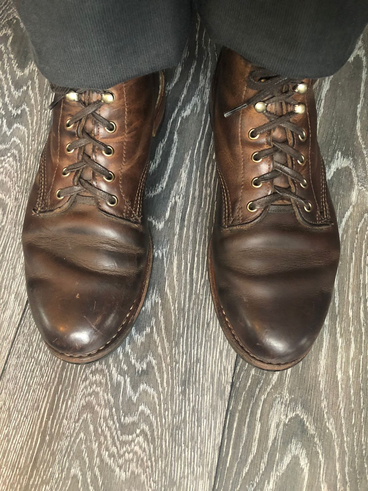 Photo by congressmancuff on September 23, 2020 of the Wolverine 1000 Mile Evans Boot in Horween Stone Chromexcel.