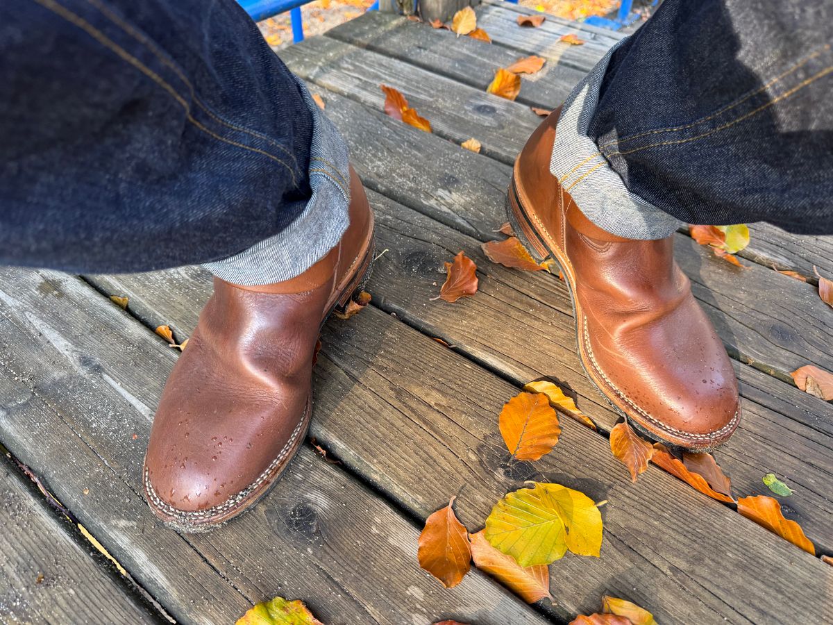 Photo by congressmancuff on October 17, 2025 of the Viberg Engineer in Horween Crust Chromexcel.