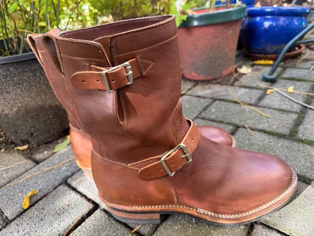 Photo by congressmancuff on November 4, 2025 of the Viberg Engineer in Horween Crust Chromexcel.