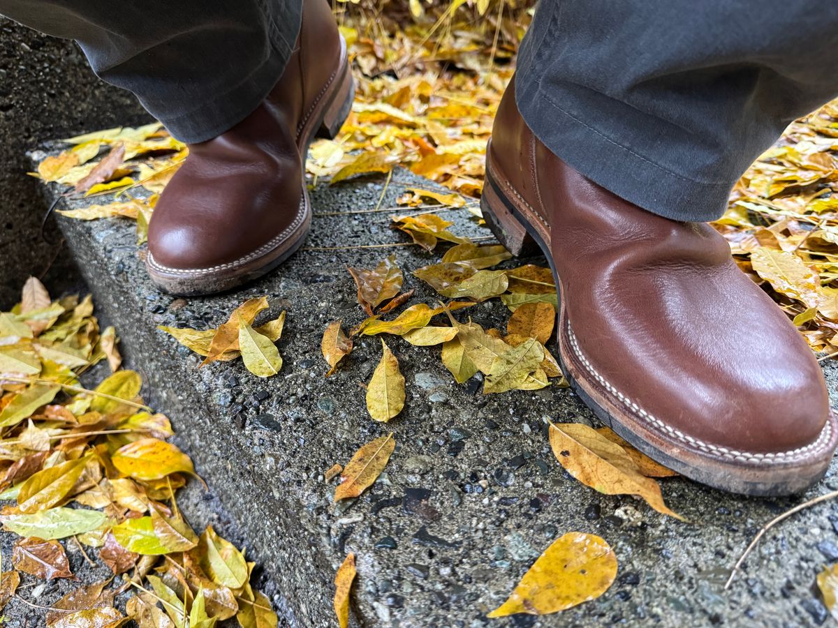 Photo by congressmancuff on December 5, 2025 of the Viberg Engineer in Horween Crust Chromexcel.
