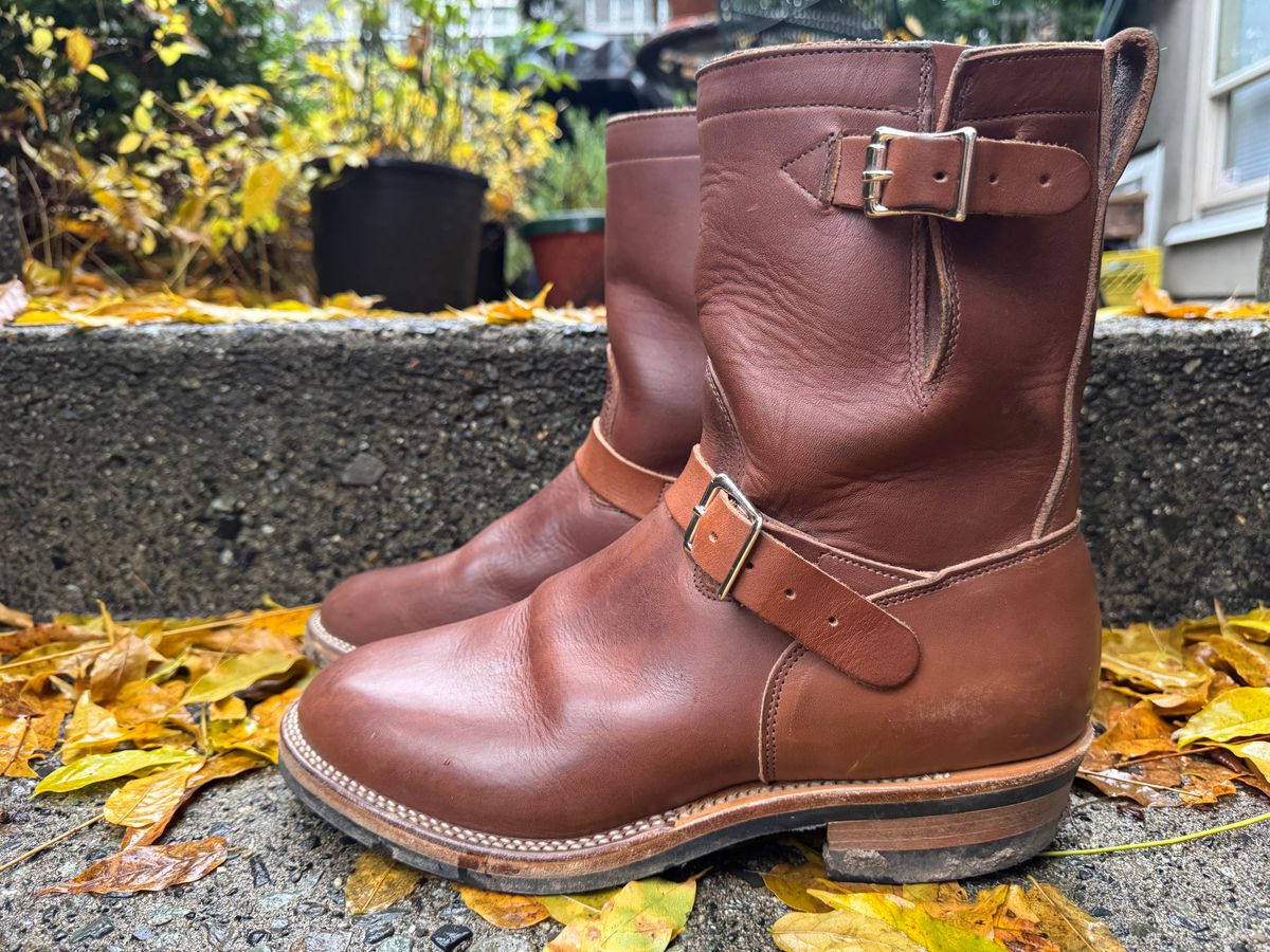 Photo by congressmancuff on December 5, 2025 of the Viberg Engineer in Horween Crust Chromexcel.