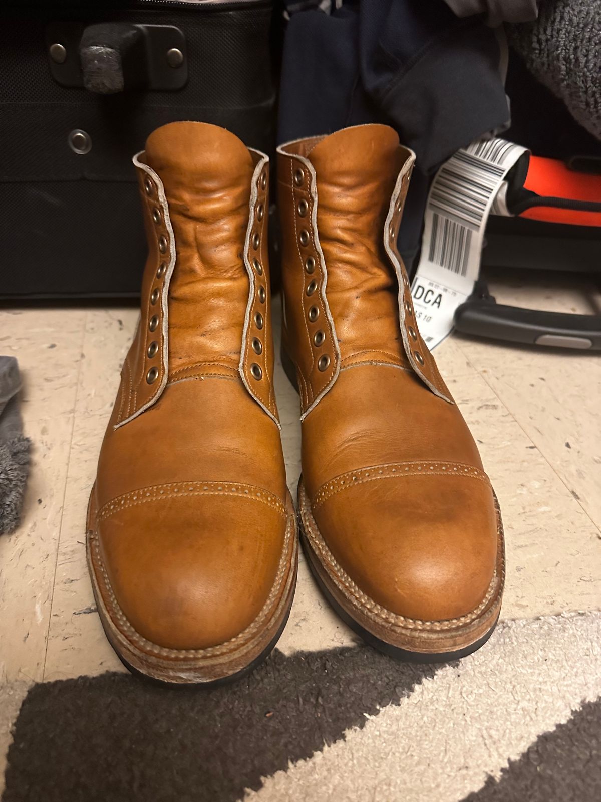 Photo by bbart on January 8, 2025 of the Viberg Service Boot BCT in Horween Oak Chromepak.