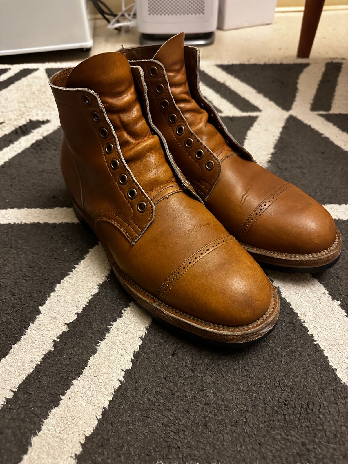 Photo by bbart on January 9, 2025 of the Viberg Service Boot BCT in Horween Oak Chromepak.