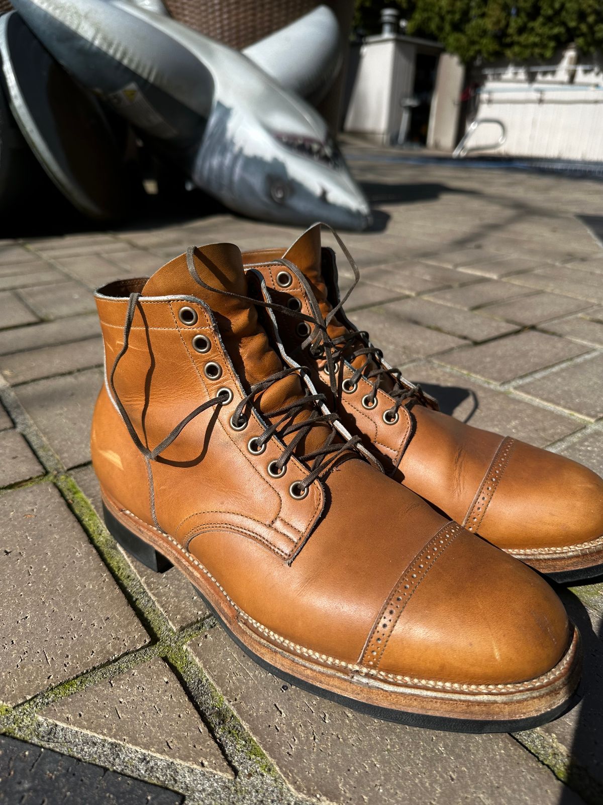 Photo by bbart on March 5, 2025 of the Viberg Service Boot BCT in Horween Oak Chromepak.