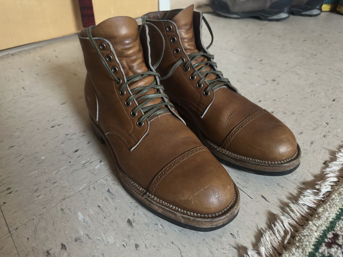 Photo by bbart on January 9, 2026 of the Viberg Service Boot BCT in Horween Oak Chromepak.