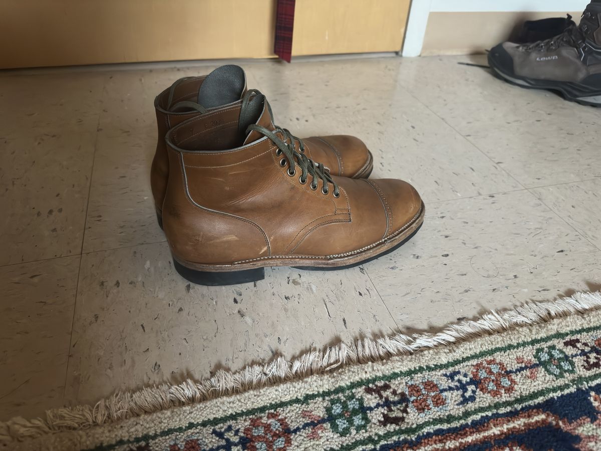 Photo by bbart on January 9, 2026 of the Viberg Service Boot BCT in Horween Oak Chromepak.