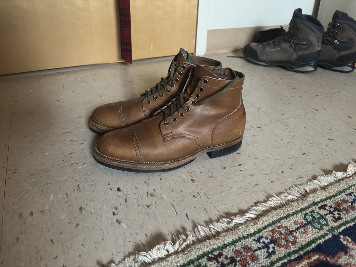 Photo by bbart on January 9, 2026 of the Viberg Service Boot BCT in Horween Oak Chromepak.