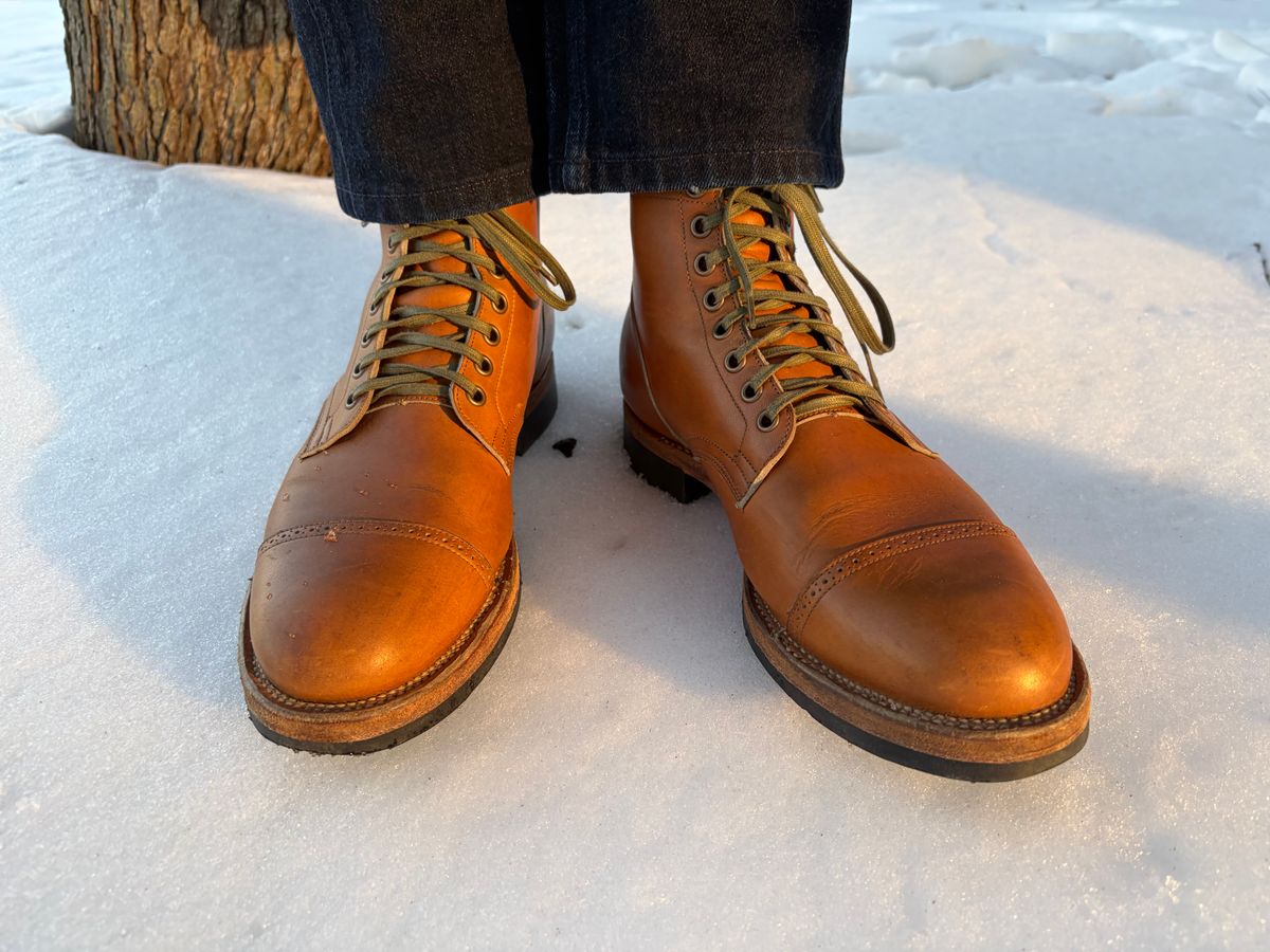 Photo by bbart on February 10, 2026 of the Viberg Service Boot BCT in Horween Oak Chromepak.