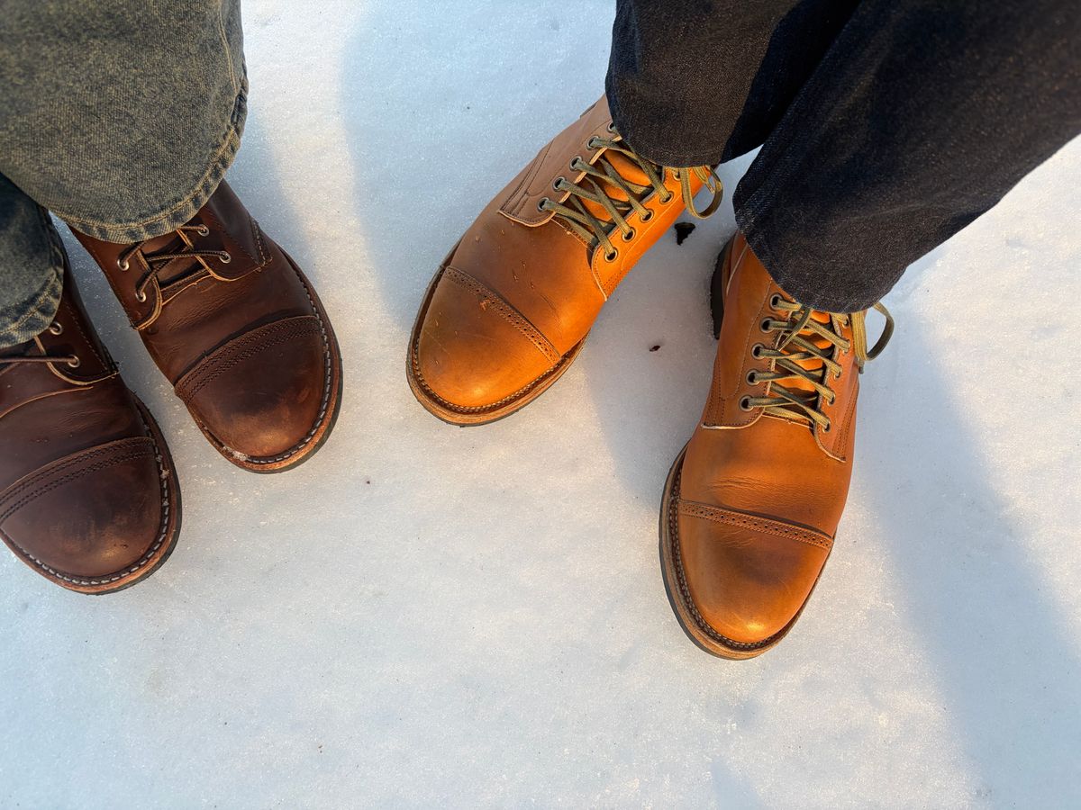 Photo by bbart on February 10, 2026 of the Viberg Service Boot BCT in Horween Oak Chromepak.