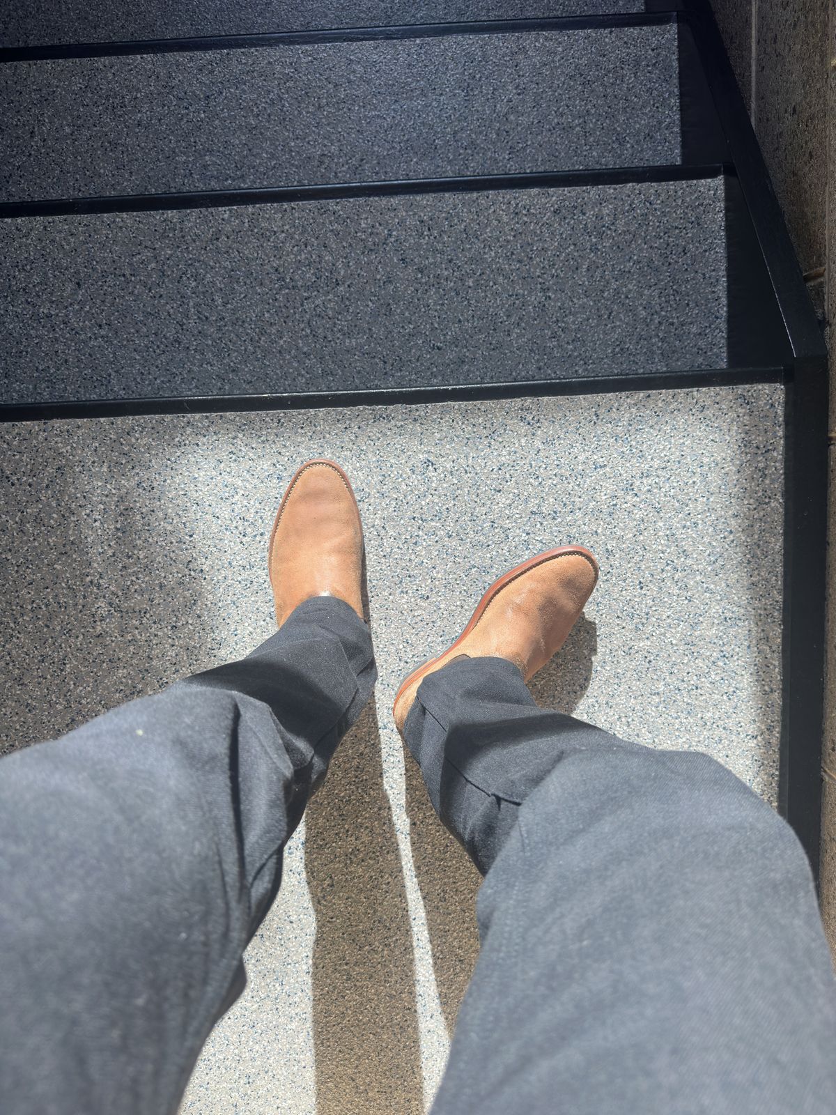 Photo by bbart on October 25, 2025 of the Briselblack The Seventh Chelsea Boot in Maryam Natural Horsebutt Roughout.