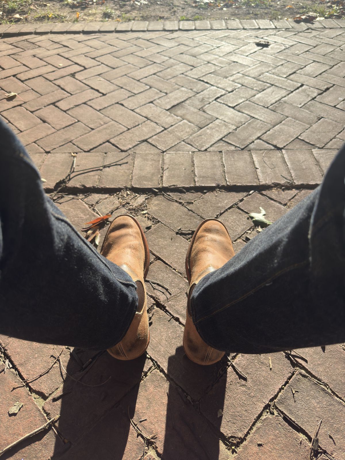 Photo by bbart on October 31, 2025 of the Briselblack The Seventh Chelsea Boot in Maryam Natural Horsebutt Roughout.