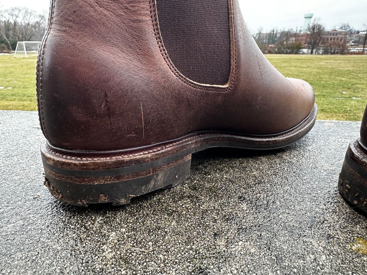 Photo by bbart on January 31, 2025 of the Viberg Chelsea in Horween Rowdy Dachshund.
