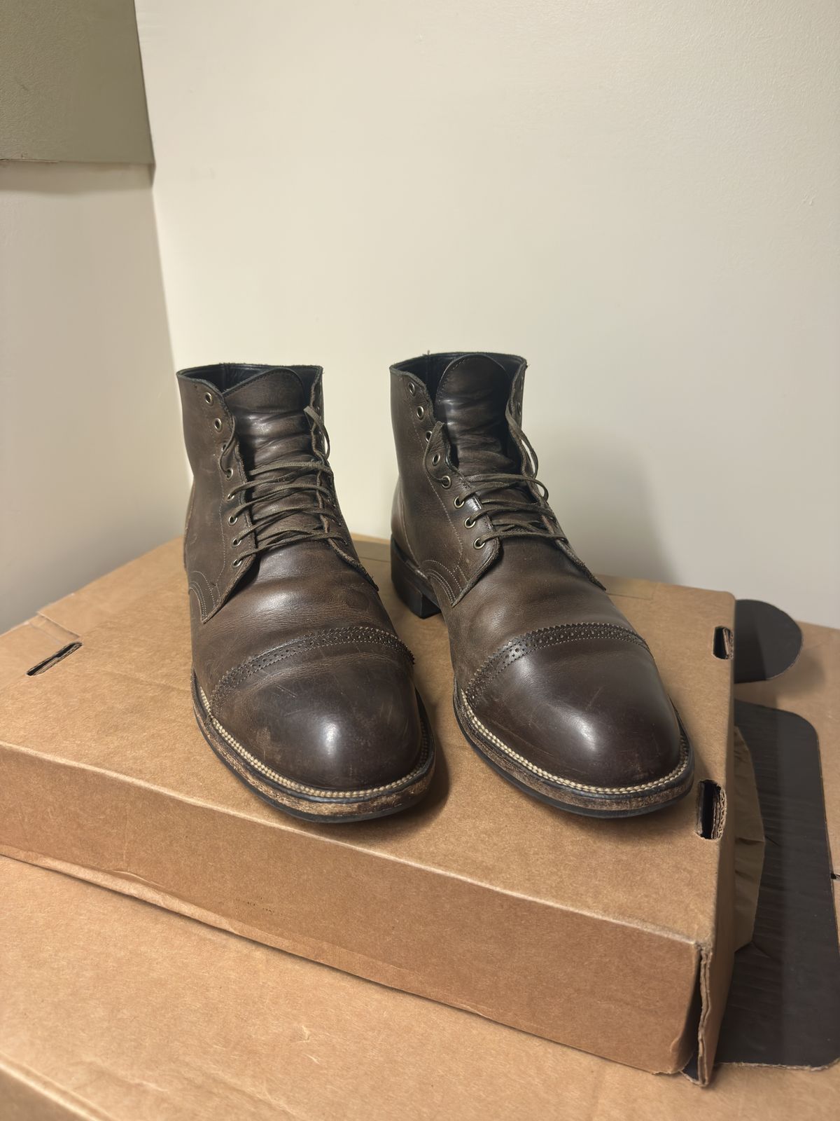 Photo by bbart on October 7, 2025 of the Viberg Service Boot PCT in Maryam 1071 Port Vitello Calf Nubuck.