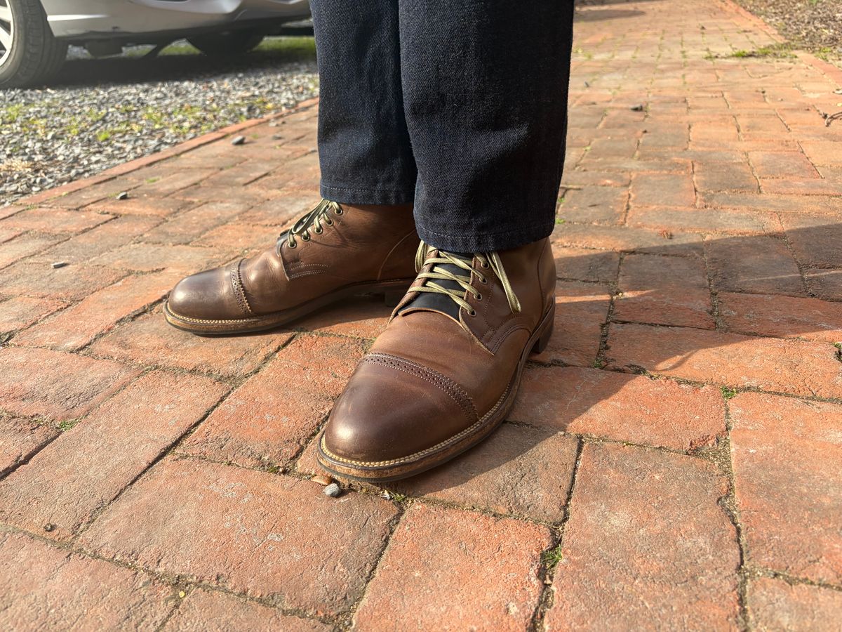 Photo by bbart on November 18, 2025 of the Viberg Service Boot PCT in Maryam 1071 Port Vitello Calf Nubuck.