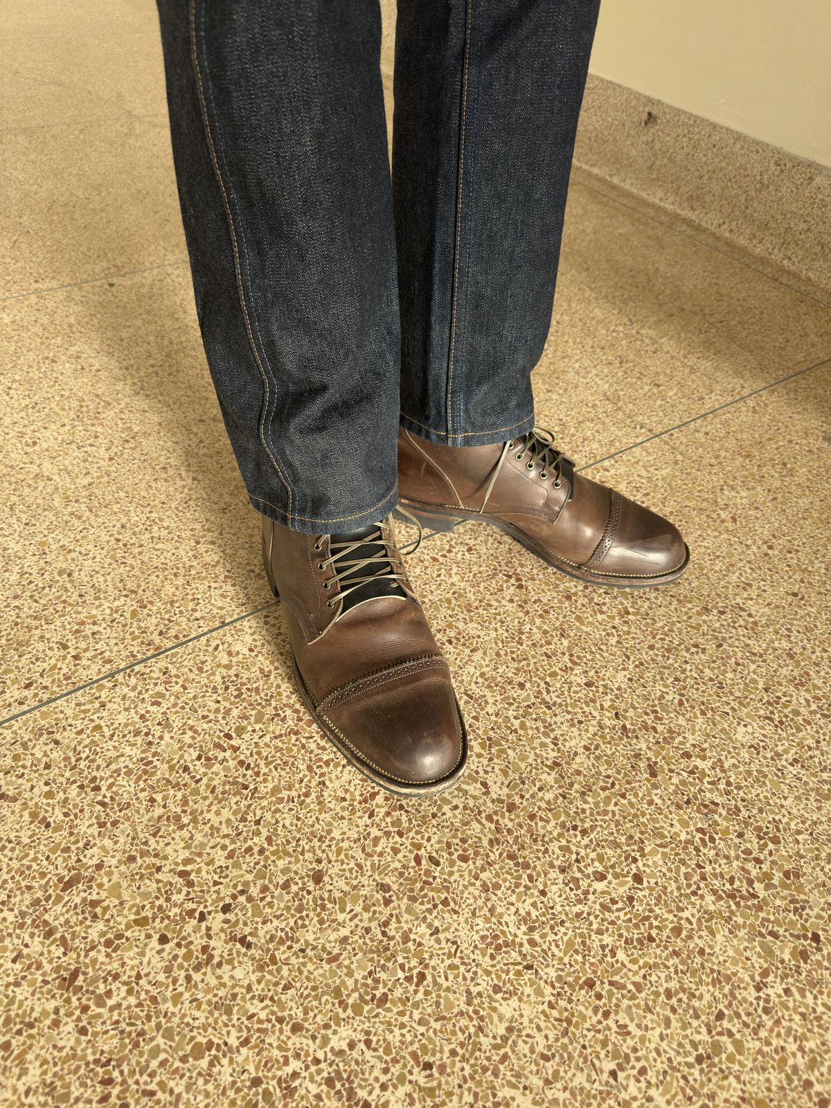 Photo by bbart on December 3, 2025 of the Viberg Service Boot PCT in Maryam 1071 Port Vitello Calf Nubuck.