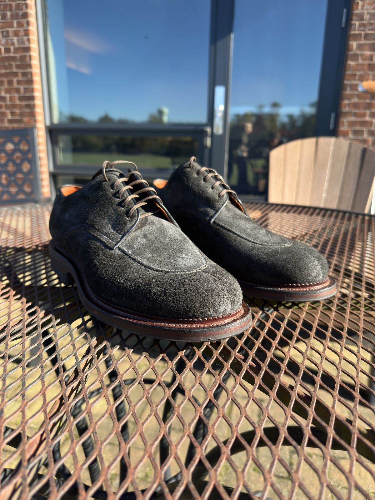 Photo by bbart on October 16, 2025 of the Viberg Savoy Split-Toe in Horween Earth Chamois Roughout.