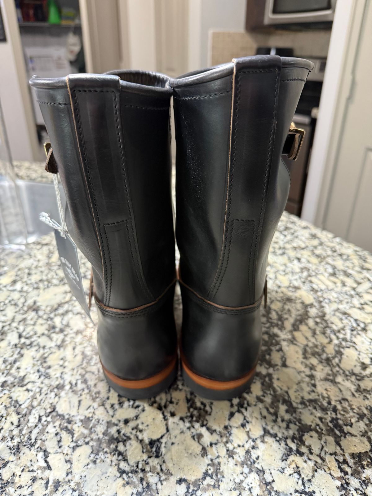 Photo by SwankeLorde on October 1, 2025 of the The Flat Head Engineer Boots in Horween Black Chromexcel.