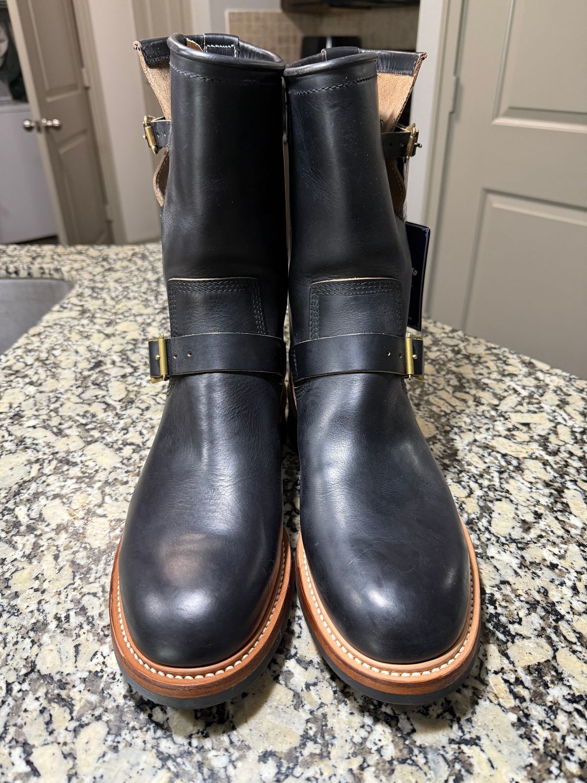 Photo by SwankeLorde on October 1, 2025 of the The Flat Head Engineer Boots in Horween Black Chromexcel.
