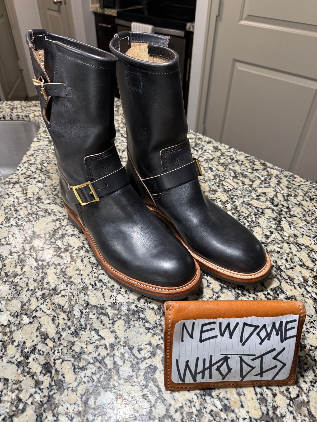 Photo by SwankeLorde on October 1, 2025 of the The Flat Head Engineer Boots in Horween Black Chromexcel.