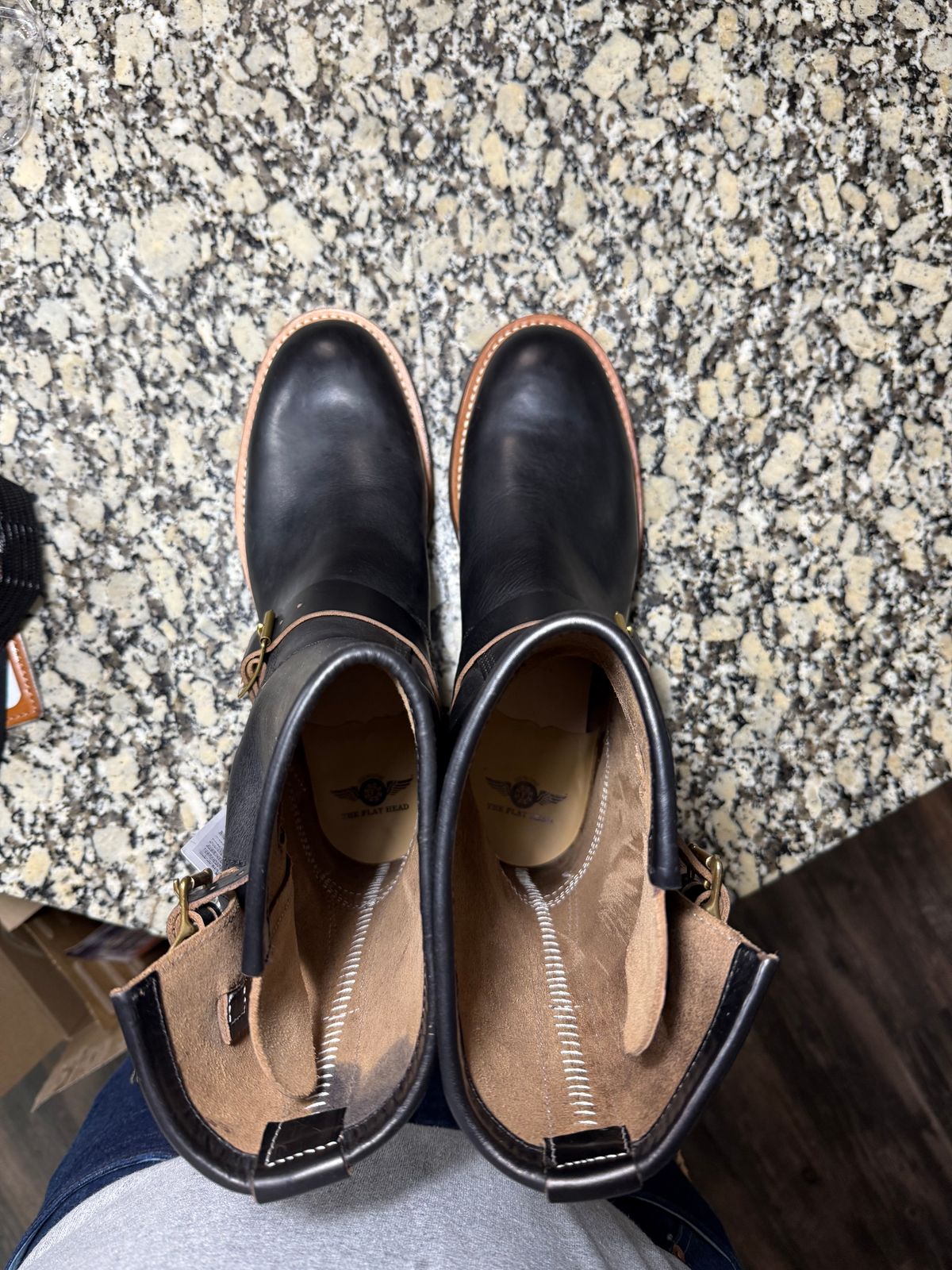 Photo by SwankeLorde on October 1, 2025 of the The Flat Head Engineer Boots in Horween Black Chromexcel.