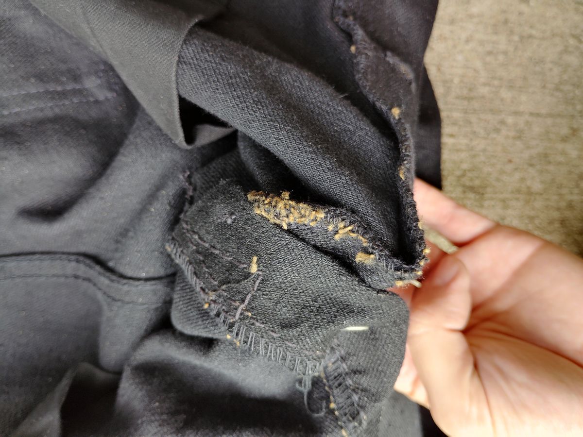 Photo by SwankeLorde on September 2, 2024 of the Pure Blue Japan TCD-003-BK in 14oz. Slub Teacore Denim - Double Black X Brown Core.