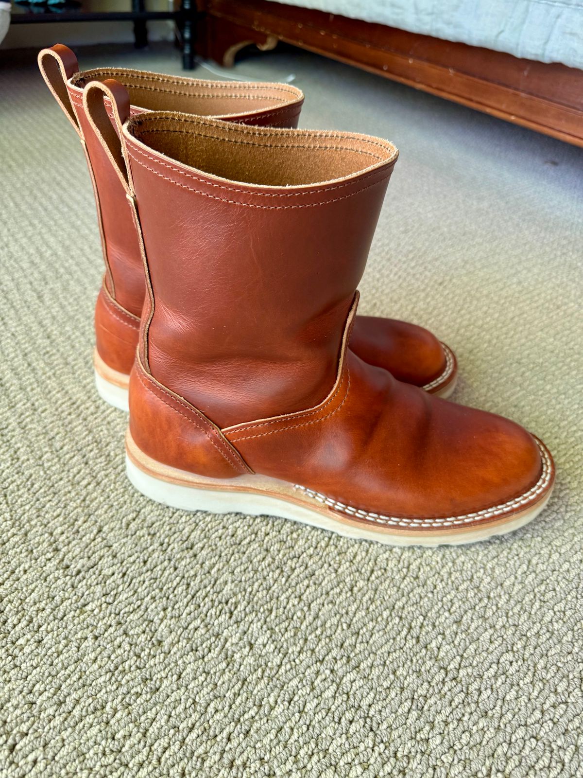 Photo by RyanTheGray on May 22, 2026 of the Nicks Wellington Chore boot in Wickett & Craig Tan Oiled Latigo.