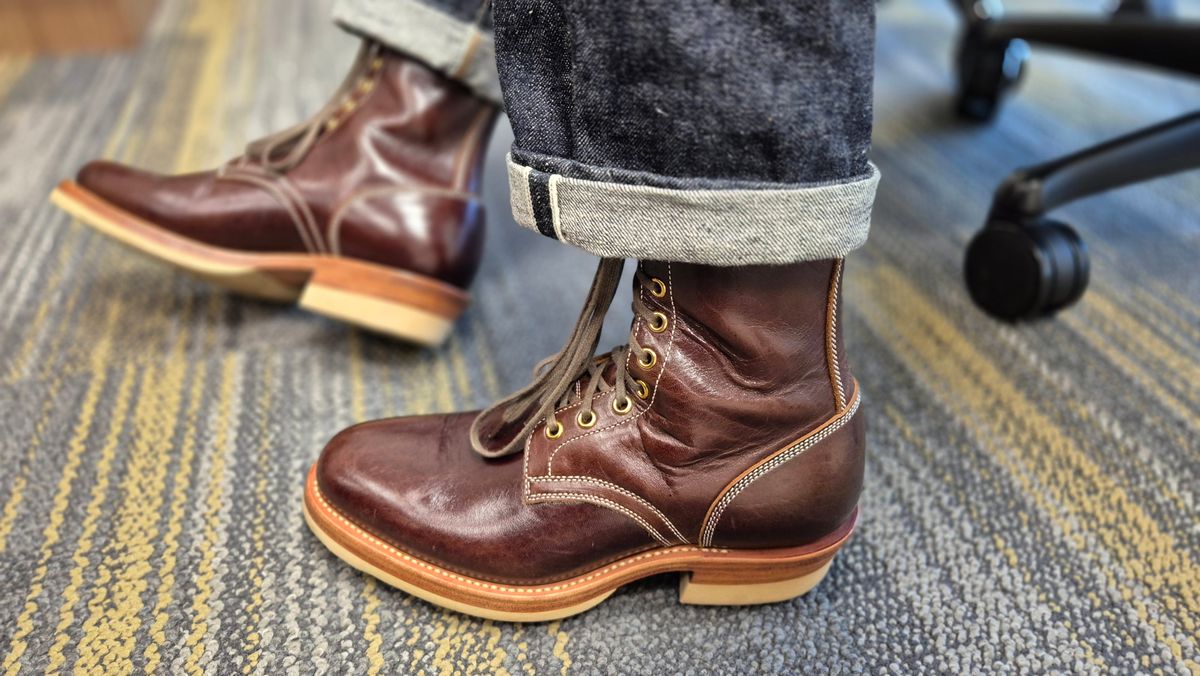 Photo by mykoh on April 27, 2026 of the Flame Panda Service Boot in Shinki Chocolate Horsebutt.