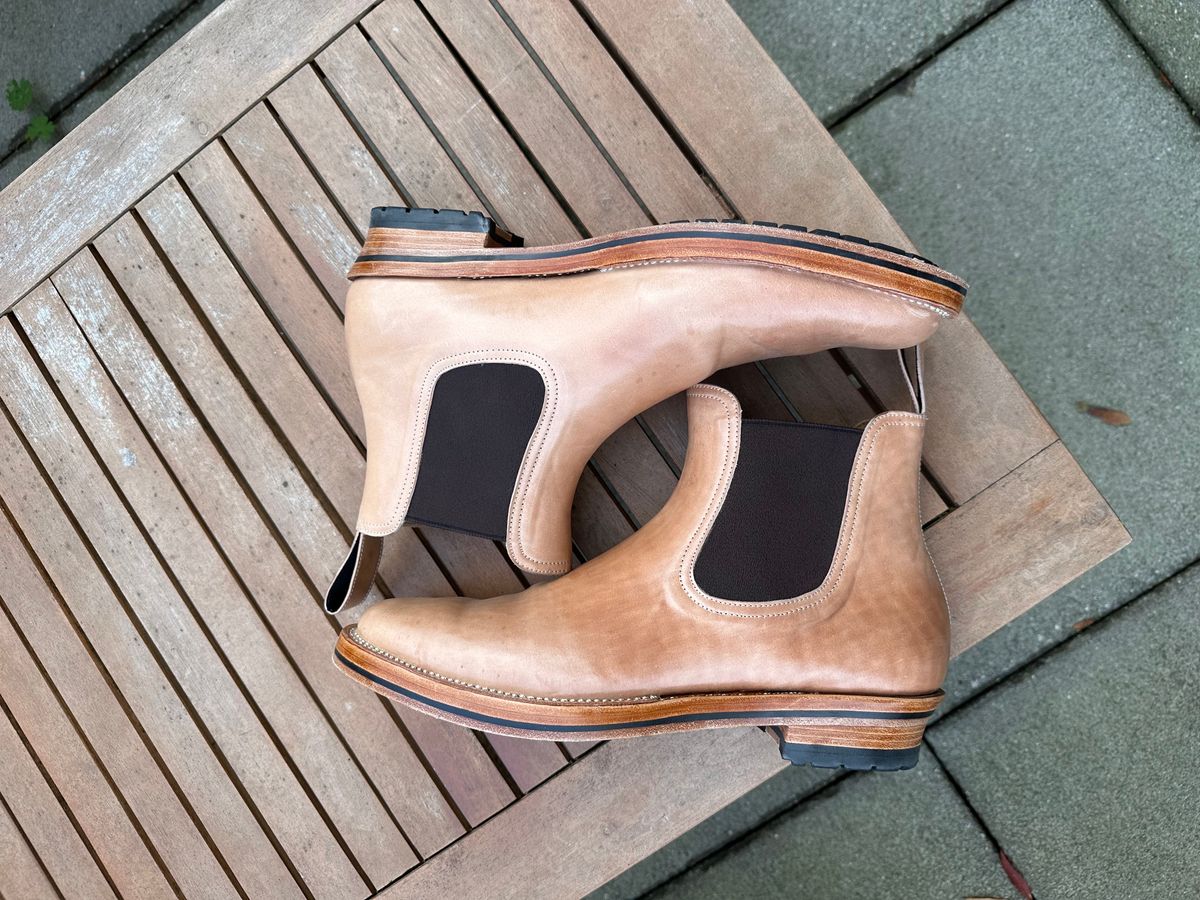 Photo by lwacky on November 5, 2024 of the Briselblack The Seventh Chelsea Boot in Shinki Natural Shell Cordovan.