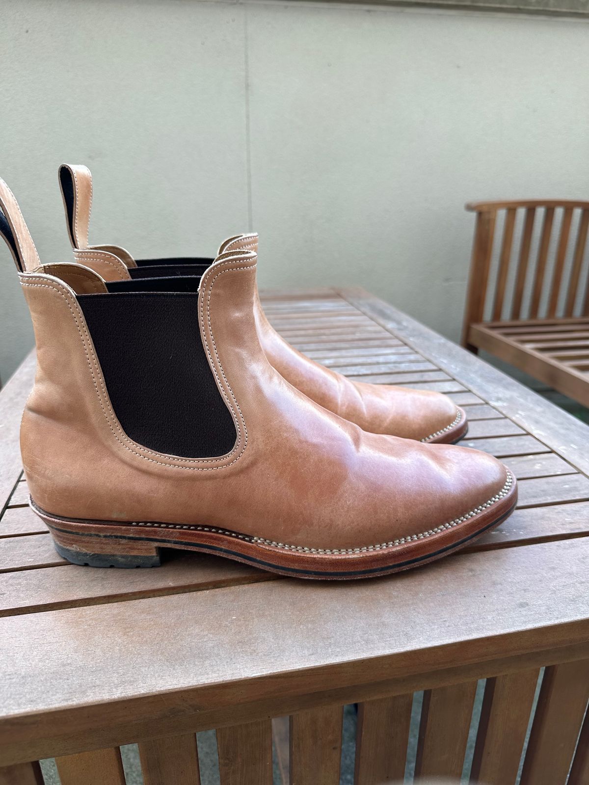 Photo by lwacky on March 5, 2025 of the Briselblack The Seventh Chelsea Boot in Shinki Natural Shell Cordovan.