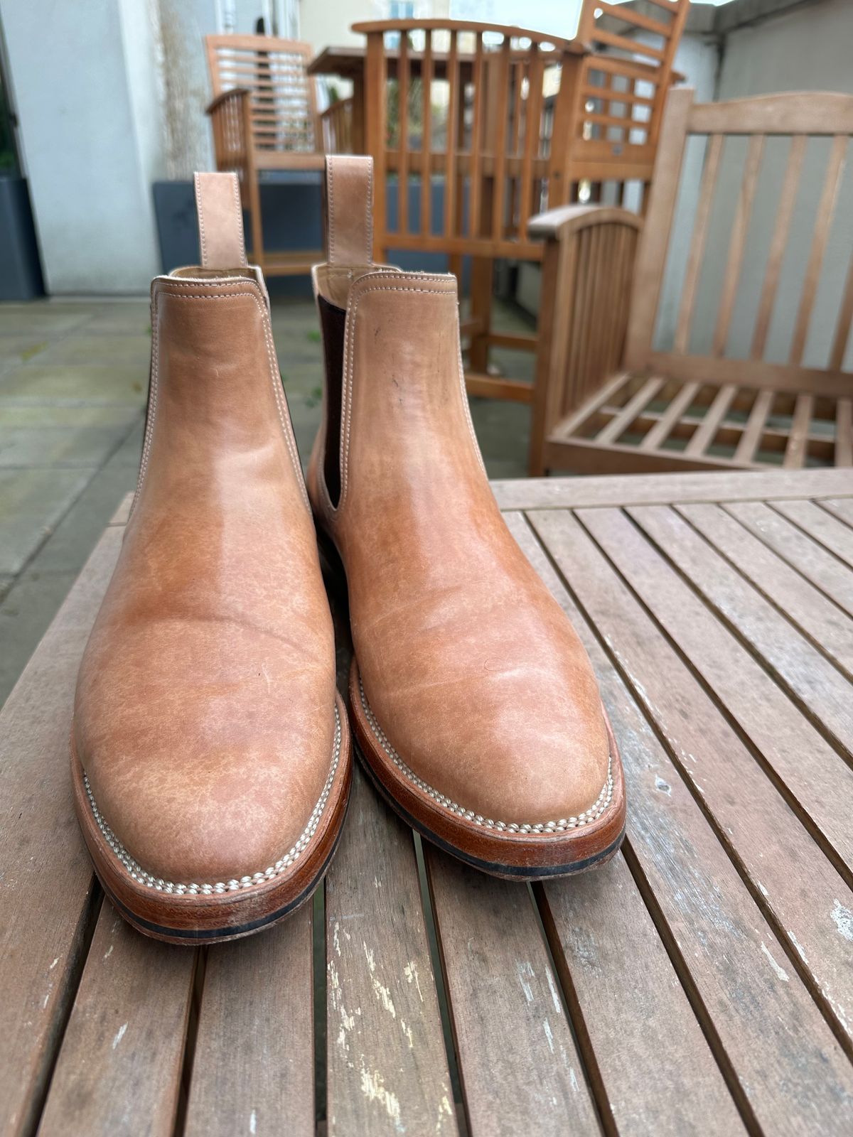 Photo by lwacky on April 5, 2025 of the Briselblack The Seventh Chelsea Boot in Shinki Natural Shell Cordovan.
