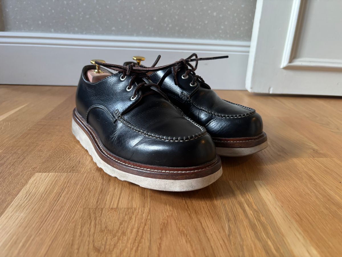 Photo by klingan on May 16, 2026 of the Wolf and Beard Hobo Moc Toe in Waxed Leather & Genuine Leather Lining.