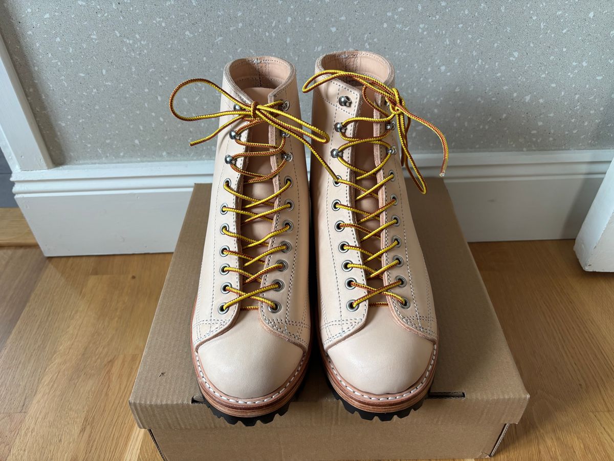 Photo by klingan on June 5, 2026 of the Kind Supply Co. Accord Lace to Toe Monkey Boot in Italian vegetable tanned leather.