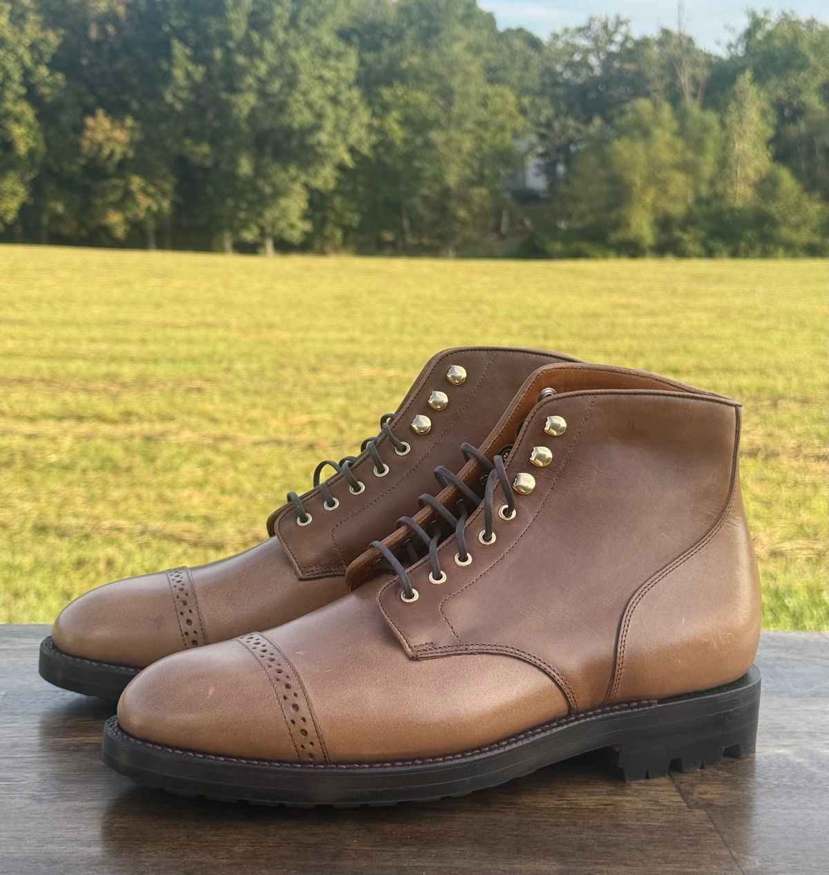 Photo by morrislm21 on October 1, 2025 of the Grant Stone Garrison Boot in Horween Dune Chromexcel.