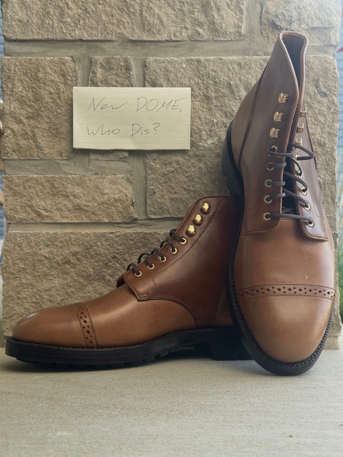 Photo by morrislm21 on October 1, 2025 of the Grant Stone Garrison Boot in Horween Dune Chromexcel.