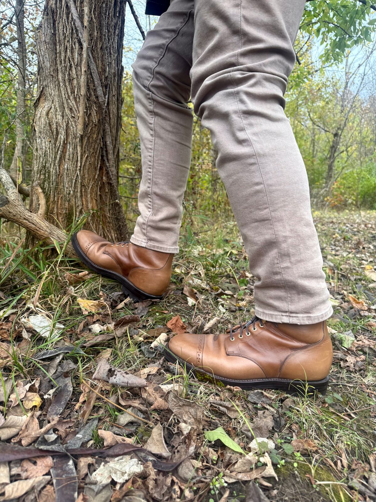 Photo by morrislm21 on November 1, 2025 of the Grant Stone Garrison Boot in Horween Dune Chromexcel.