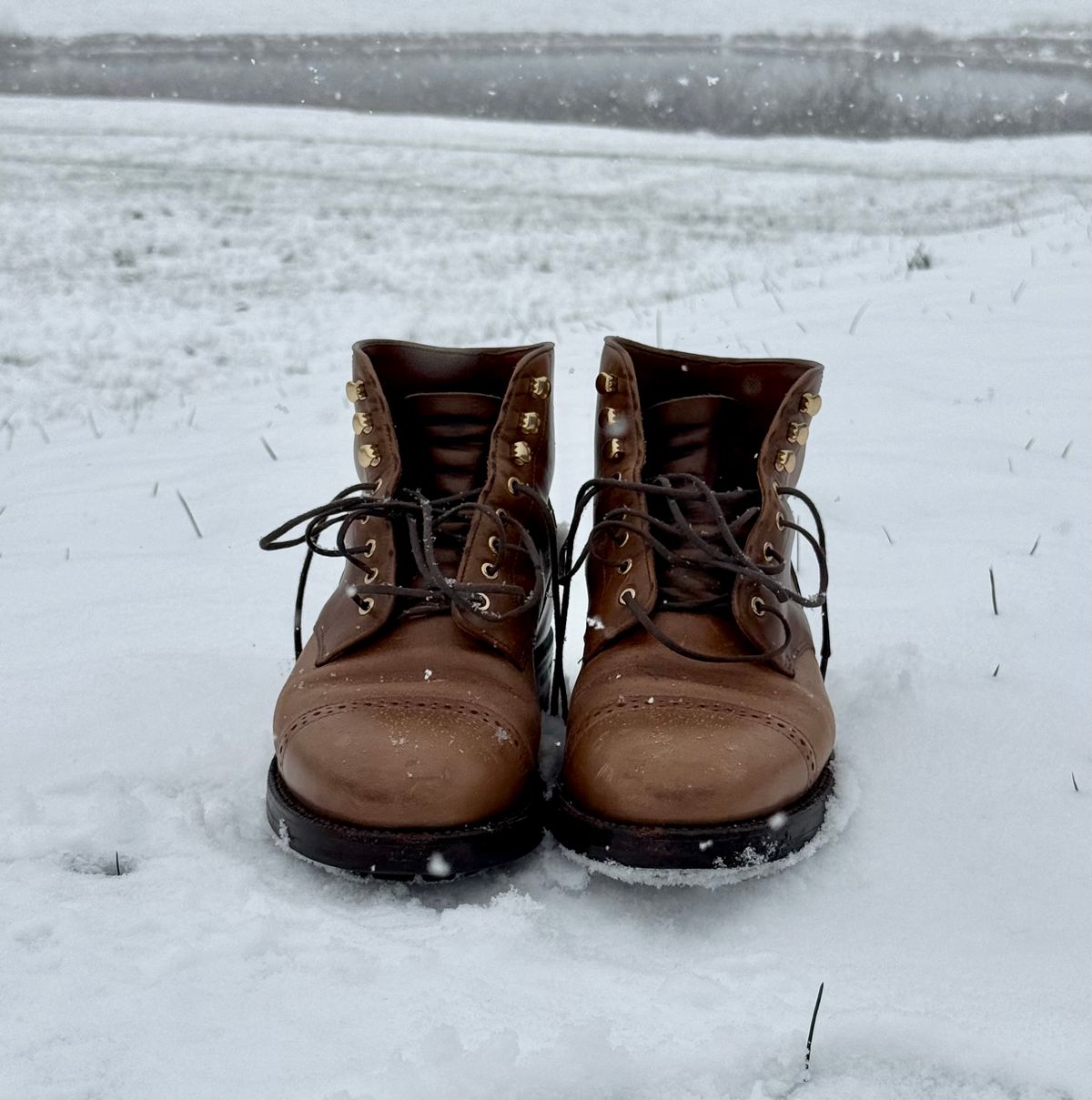 Photo by morrislm21 on December 1, 2025 of the Grant Stone Garrison Boot in Horween Dune Chromexcel.