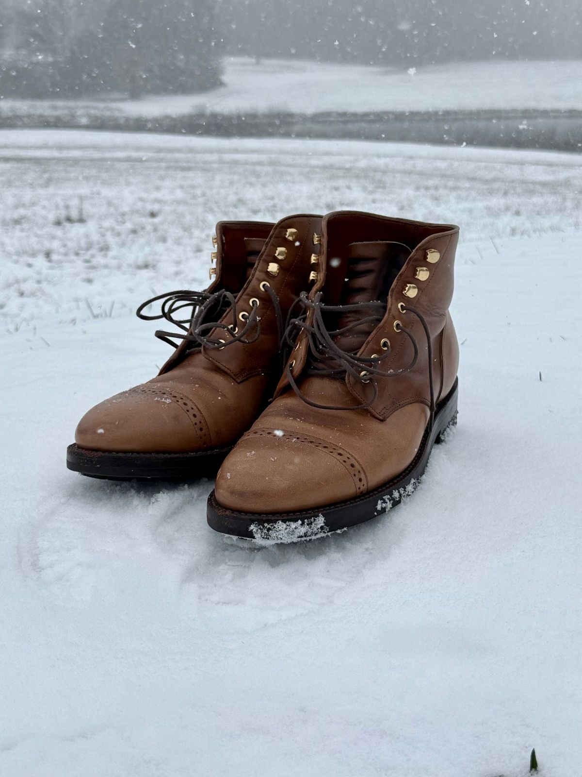Photo by morrislm21 on December 1, 2025 of the Grant Stone Garrison Boot in Horween Dune Chromexcel.
