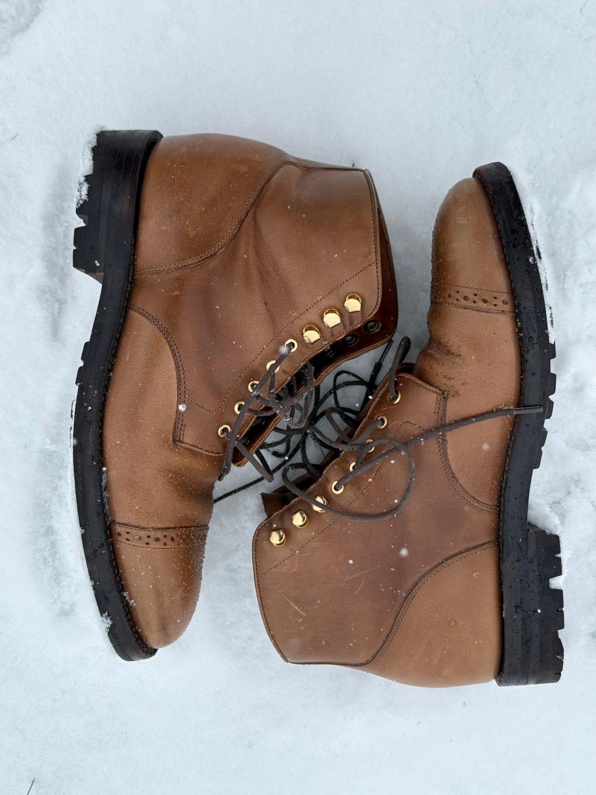 Photo by morrislm21 on December 1, 2025 of the Grant Stone Garrison Boot in Horween Dune Chromexcel.