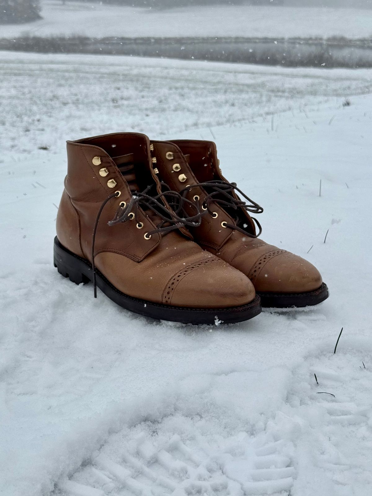 Photo by morrislm21 on December 1, 2025 of the Grant Stone Garrison Boot in Horween Dune Chromexcel.