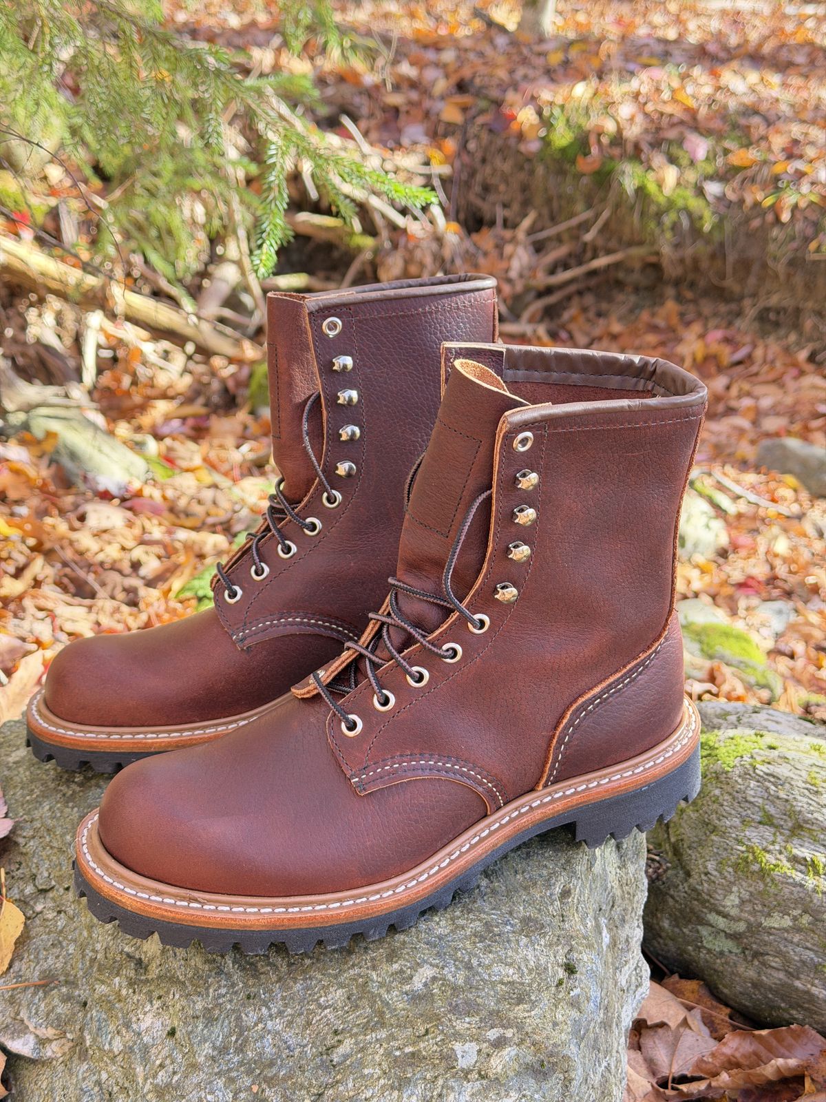 Photo by Aberhood on October 28, 2025 of the Red Wing Logger in S.B. Foot Briar Oil Slick.