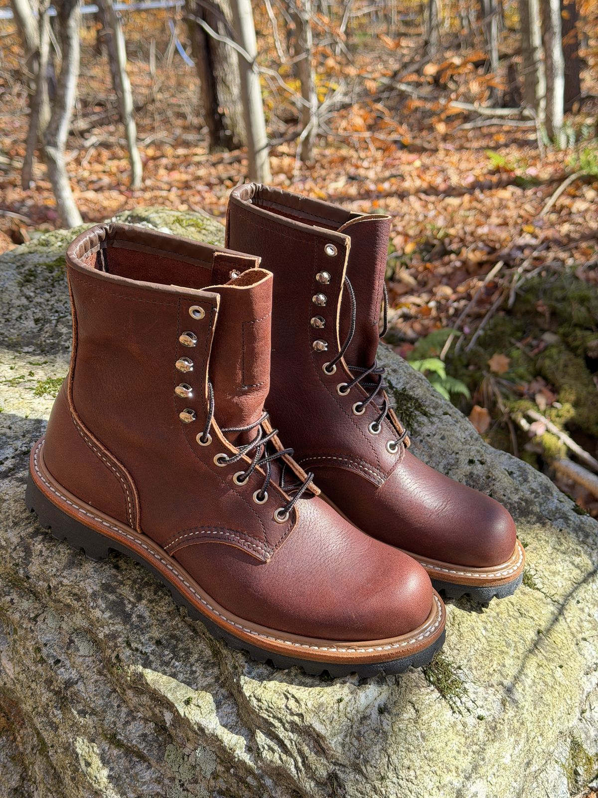 Photo by Aberhood on October 28, 2025 of the Red Wing Logger in S.B. Foot Briar Oil Slick.